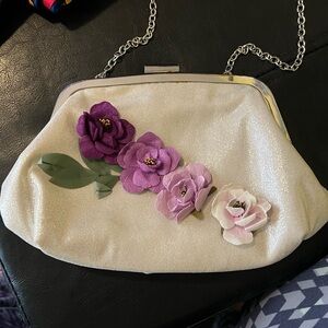 Nina Clutch with floral accents.  EUC Perfect for summer!!